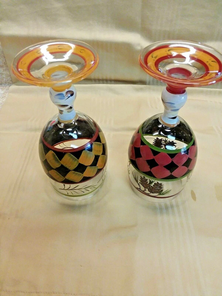  Juego de 2 copas de vino - Copas de vino únicas pintadas a mano - Tamaño 16 oz Foto 4 de 4
