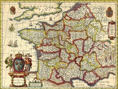 Reproduction carte  ancienne  Royaume de France XVII  eBay