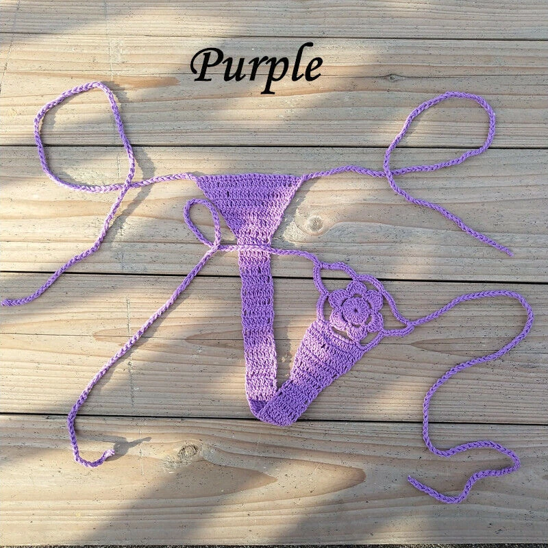 Hand Crochet Sexy Bikini Bottom Thong Boho Women Mini Bikini Sexy G-String - Image 4 of 4