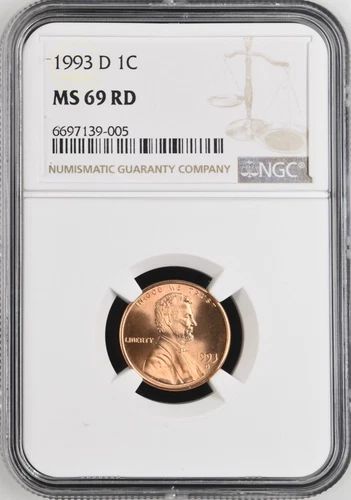 1993-D  1C RD  Lincoln Memorial One Cent  NGC MS69RD  6697139-005