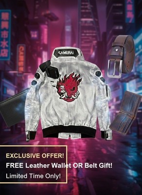 【BLAYMORE】MATOI Double Shape Jacket Cyberpunk 2077 Edgerunners Mens Samurai David White Leather Bomber