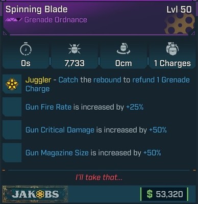 BL4 [MODDED] L50 GRENADE (+JUGGLER) - 25% GUN FR - 50% GUN CD - 50% GUN MS!