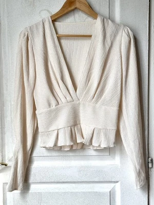 Vintage Haut col V champagne, taille XS (155-80A), neuf - Photo 1/4