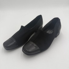 Josef Seibel Oxford Shoes Men's Size 42 Black Leather Block Heel Comfort Slip On