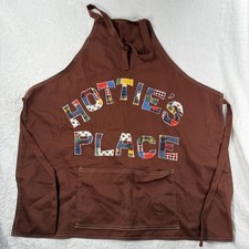 Vintage Hottie's Place Patchwork Letter Brown Chef Apron Cook Server Hospitality