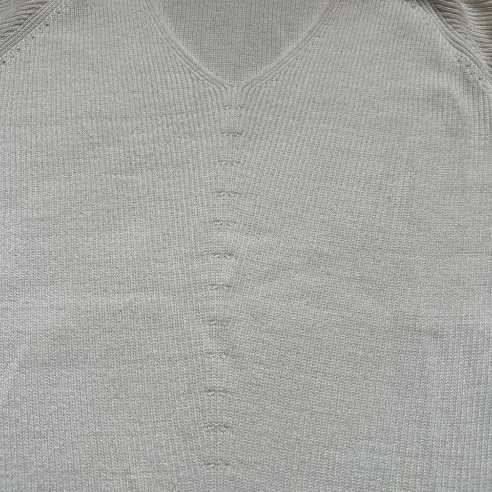 Suéter Athleta Para Mujer Crema Hannover Refinado Acanalado Cuello en V Talla XL Foto 2 de 4
