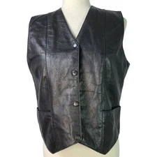 USA Bikers Dream Apparel Black Moto Snap Front Lace up Rear Vest NEW Medium