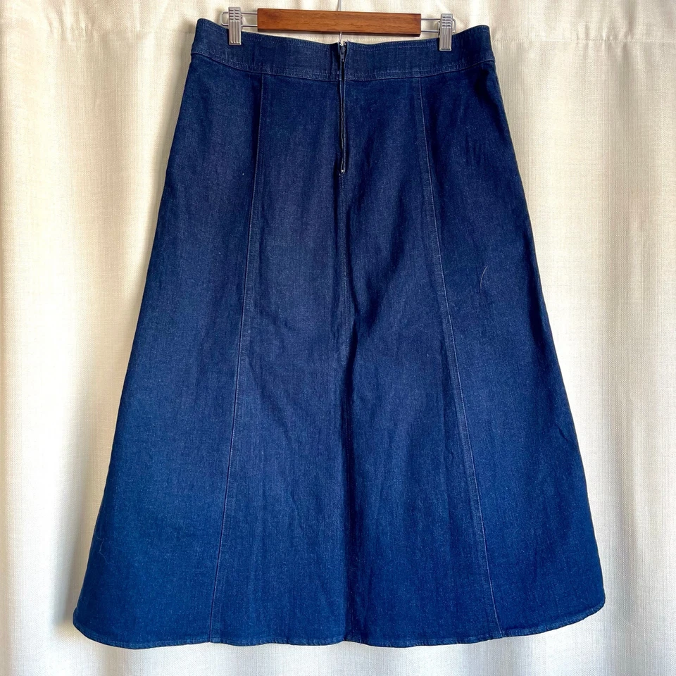 Vintage Koret Denim Jean Long Maxi Skirt Dark Wash Elastic Waist Modest 12P - Image 2 of 4