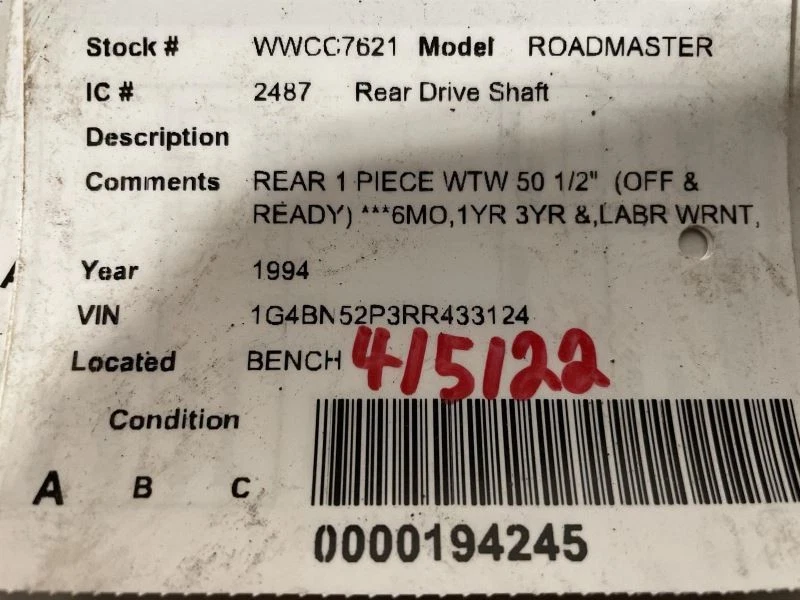 Rear Drive Shaft Drum 11" Rear Brakes Fits 82-96 CAPRICE 1539967 Foto 4 de 4