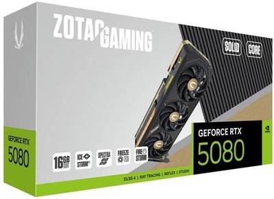 ZOTAC GAMING GeForce RTX 5080 SOLID CORE 16GB GDDR7 Grafikkarte 3x DP, 1x HDMI