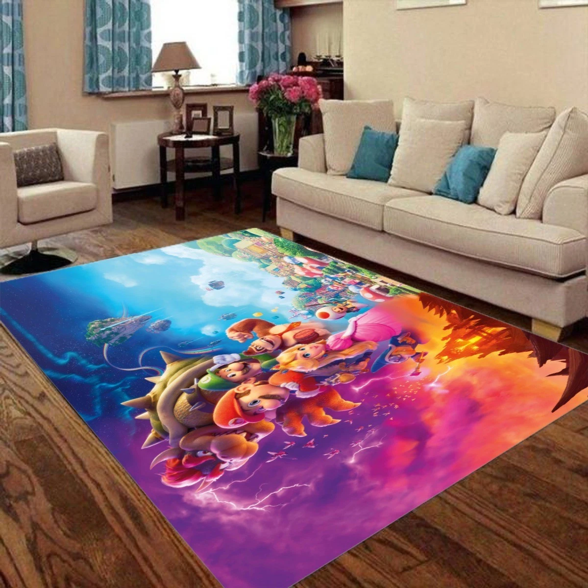 Super Mario Print Foldable Rectangular Floor Mat Rugs Anti-Skid Carpet