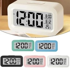 LED Digital Alarm Clock Snooze Backlight Calendar Time Display Table Desktop
