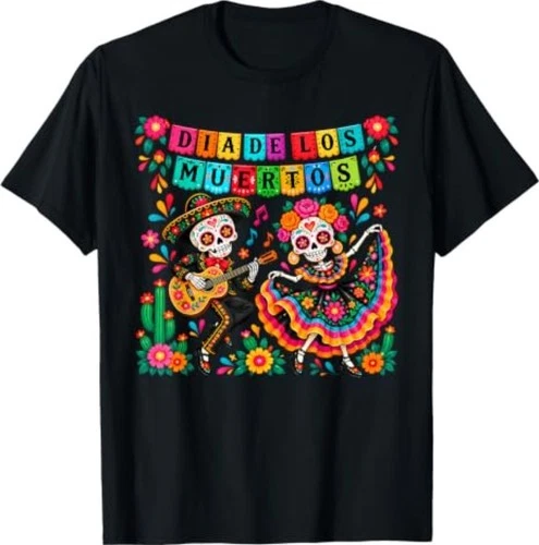 Dia De Los Muertos Day of the Dead Mexican Skeleton Dancing T-Shirt - product listing photo
