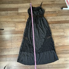 GB Black Lace Maxi Dress Women's M Spaghetti Strap Side Zip Eveningwear #36123