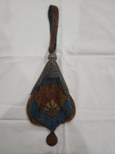 Fabulous 1920's Beaded Wristlet Purse With Silver Tone Riticulated Frame