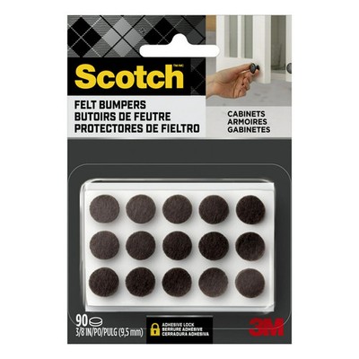 Scotch Brown Round Felt Cabinet Door Bumpers Pads 90 Pack