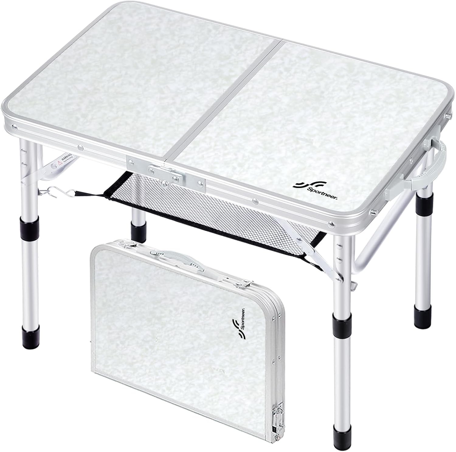 Sportneer Folding Camping Table Adjustable Height 23.6x15.7in White Portable Out