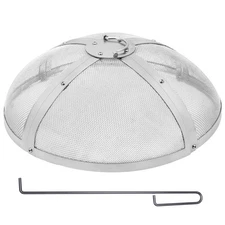 27" Round Fire Pit Spark Screen Cover Lid Stainless Steel Wood Burning
