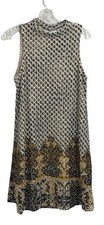Women Ombre Lace Sleeveless Dress Size M Arsty Border Hem Boho High Neck Office