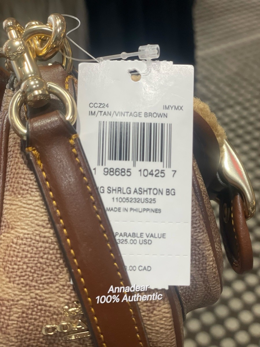 NWT Coach CCZ24 Ashton Bag With Signature Canvas Tan/Vintage Brown