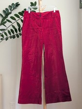 Maeve Anthropologie Naomi Velvet Pants 10 Red High Rise Wide Leg Holiday