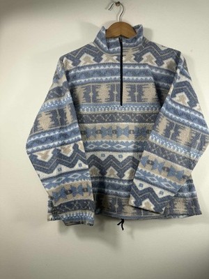 Herren Funky Crazy blau und beige Größe Small halber Reißverschluss Fleece F2 0389