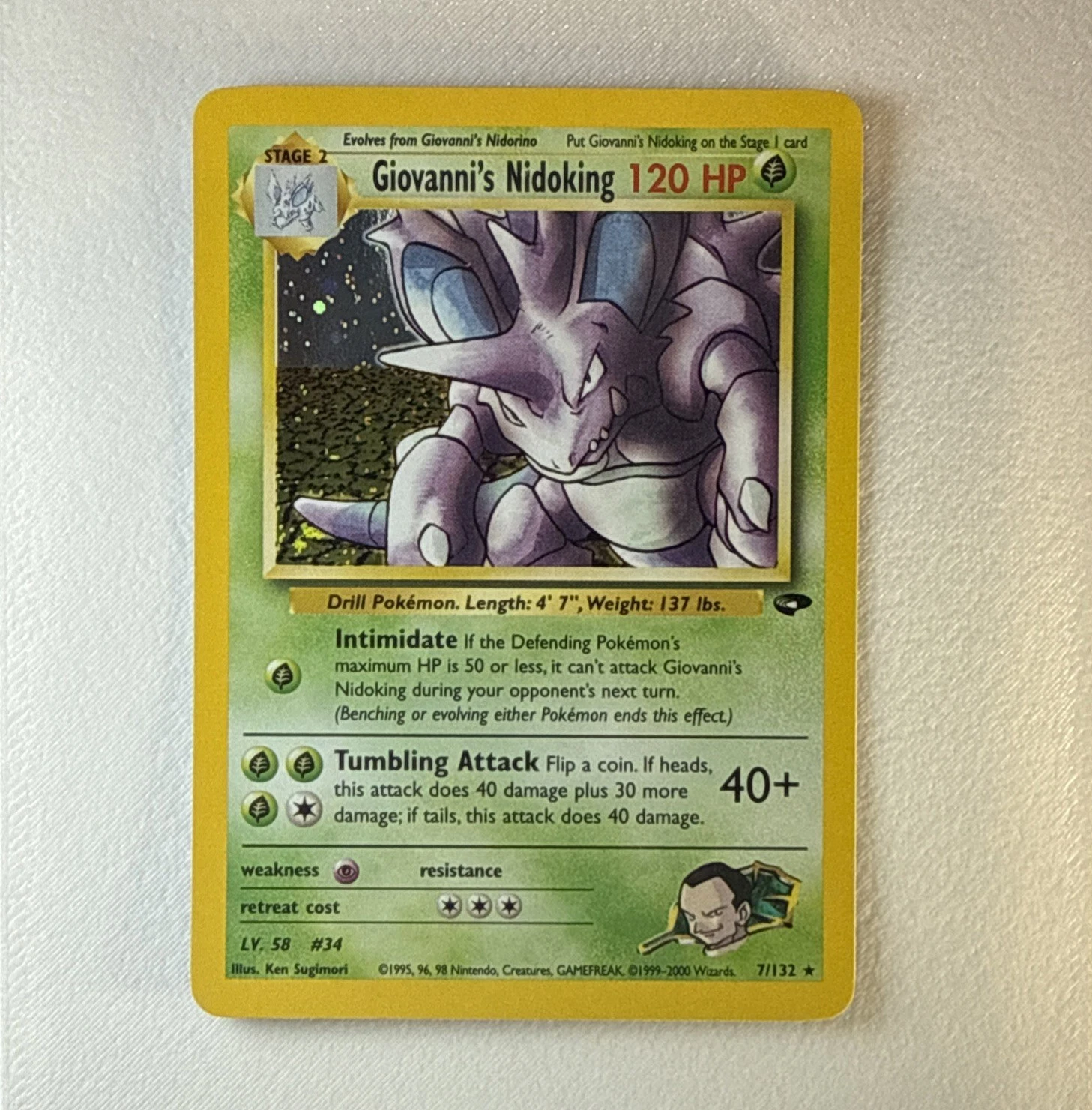 Giovanni's Nidoking 7/132 Gym Challenge Unlimited Holo Rare Pokemon TCG- LP