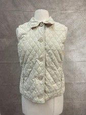 L.L. Bean Womens Beige Quilted Vest Button Fr...
