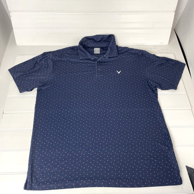 Callaway Golf Performance Polo Shirt Pattern Opti Dri Blue Short Sleeve Men's XL