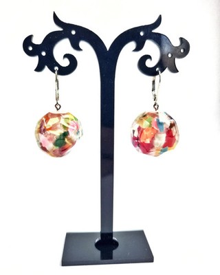 Sobral Wildflowers Flor do Campo Primavera Pink Base Dangle Artist Made Earrings