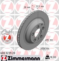 2X Zimmermann Bremsscheibe Coat Z 600.3239.20 FüR Cayenne Porsche 92A Q7 4LB VW