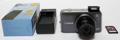 Canon PowerShot SX220 HS 12.1MP Digital Camera Gray Tested W/Charger Bundle READ