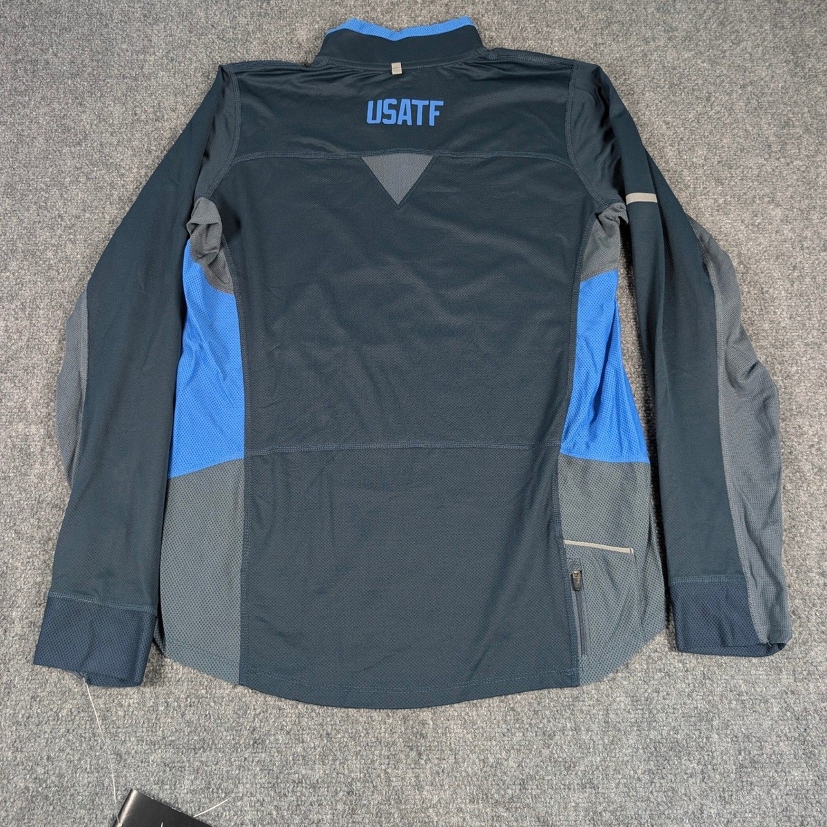 Nike Running Top Mens M Blue USATF Dri-FIT Half Zip Long Sleeve