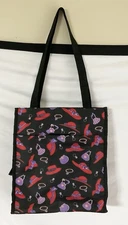 Red Hat Society Tote Bag Black with Red and Purple Hats NWOT