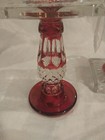 Pair VTG Westmoreland Glass  Ruby Iridescent 2 Candlesticks & 2 Crystal Bobeche — photo 10