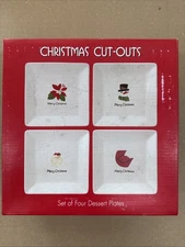 Christmas Cut-Outs Dinnerware, Set of 4 Assorted Appetizer Plates   NEW!!!!!
