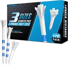 CHAMPKEY 170 Piece 5 Prong Plastic Golf Tees 3 Lengths