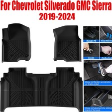 3pcs Tpe Floor Mats For Chevrolet Silverado Gmc Sierra 1500 Crew Cab 2019-2024