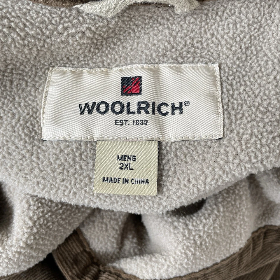 Woolrich Mens Brown Corduroy Fleece Lined Barn Shirt Size 2XL Shacket Distressed - Image 4 of 4