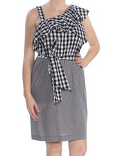 CALVIN KLEIN Womens Black Gingham One-shou  Above The Knee Sheath  Dress 8