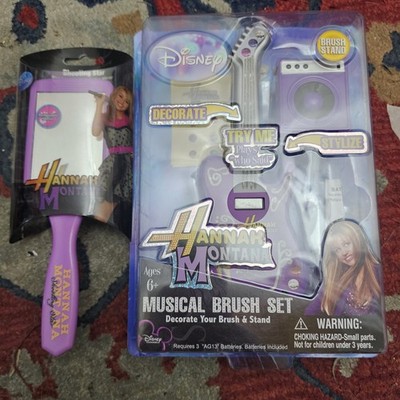 Brandneu Vintage Ende der 2000er Disney Hannah Montana musikalisches Pinselset und Spiegel