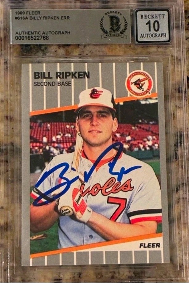 Fleer 1989 Fleer Bill Ripken #616 Error Auto Baltimore Orioles BAS 00016522768