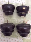 Salvaged Vtg Set Of Four Dark Brown Turn Wood Furniture Feet Legs With Screws — photo 3