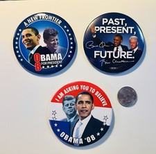 Barack Obama JFK Kennedy Clinton Political Buttons Pinback Lot Election Pins