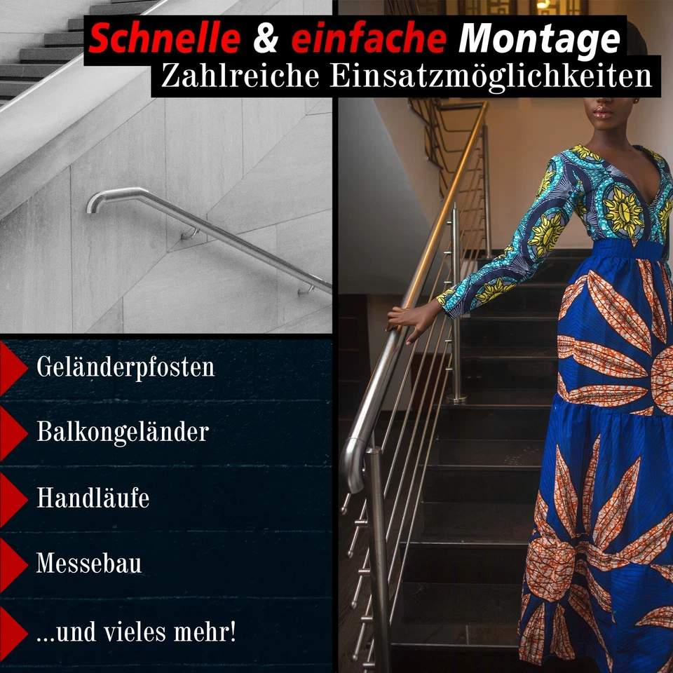 Handlauf Endbogen 90° Steckfitting Geländer Endkappe für Rohr Ø42,4 mm V2A - Bild 2 von 4