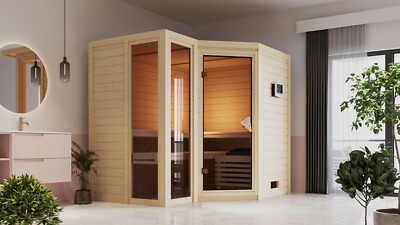 Sauna Saunakabine Innensauna Massivholzsauna Heimsauna Amara 38mm Karibu