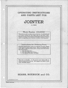 craftsman jointer instructions 1950 form