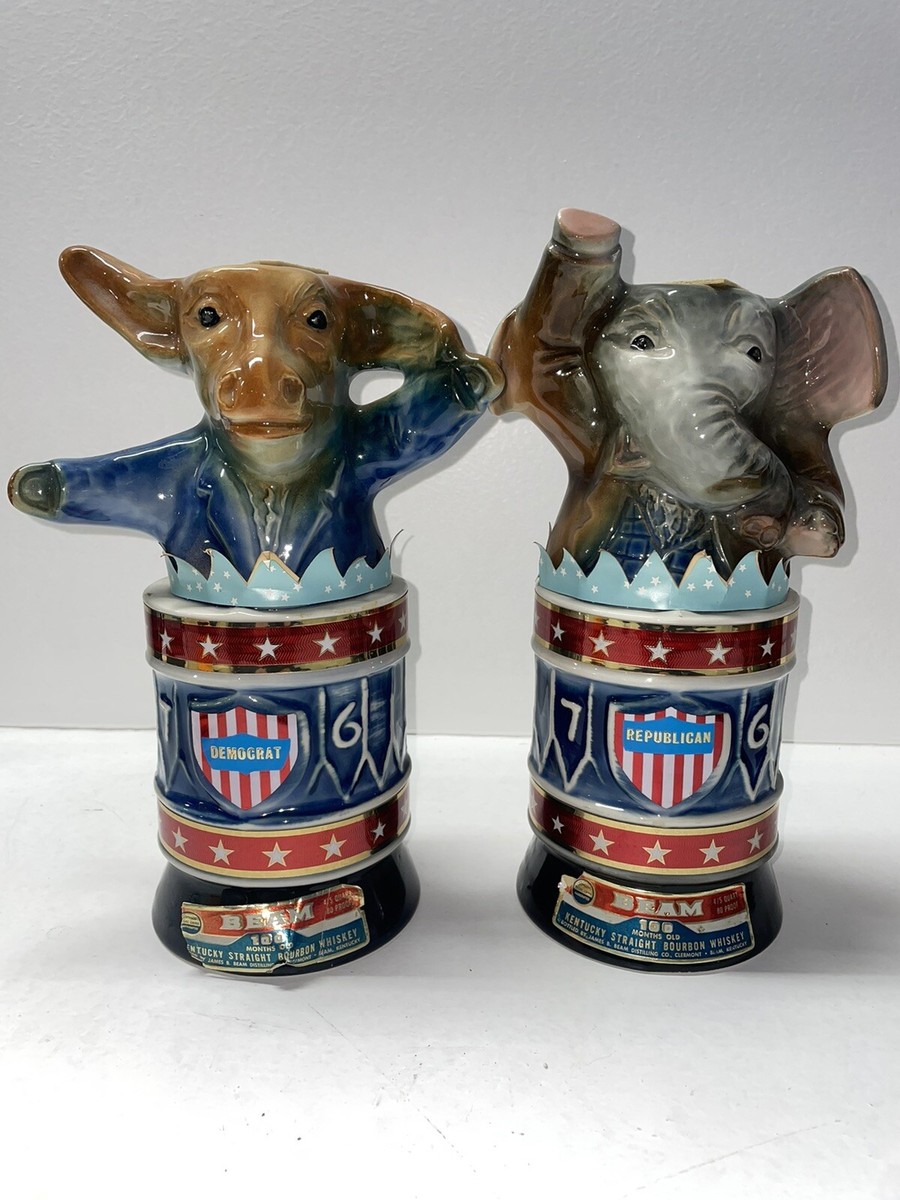 Jim Beam Political Decanters Bourbon Whiskey Bicentennial Elephant