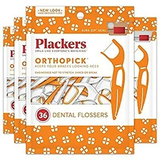 Orthopick Dental Floss Picks for Braces, 36 Count (Pack of 4)