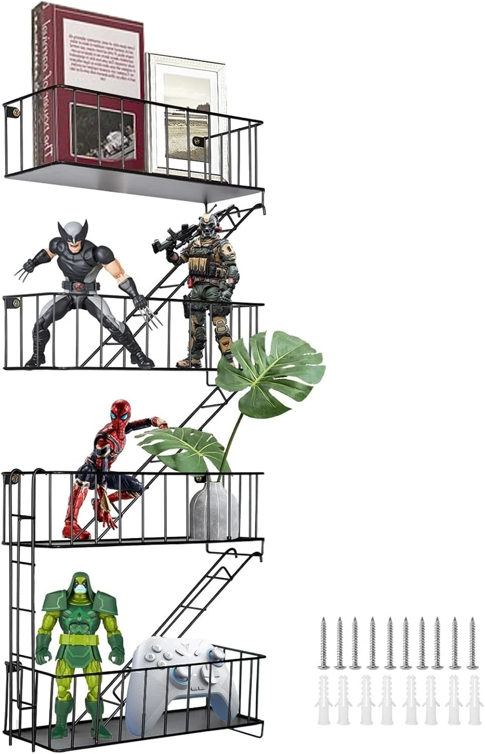 Fire Escape Wall Shelf 4 Tier Metal Floating Ladder Display NYC Decor Gift